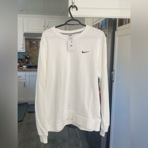 NWT! Nike White Crewneck Sweatshirt with Black Swoosh- Men’s Size XL